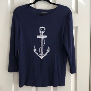 Banana Republic preppy anchor 3/4 sleeve sweater